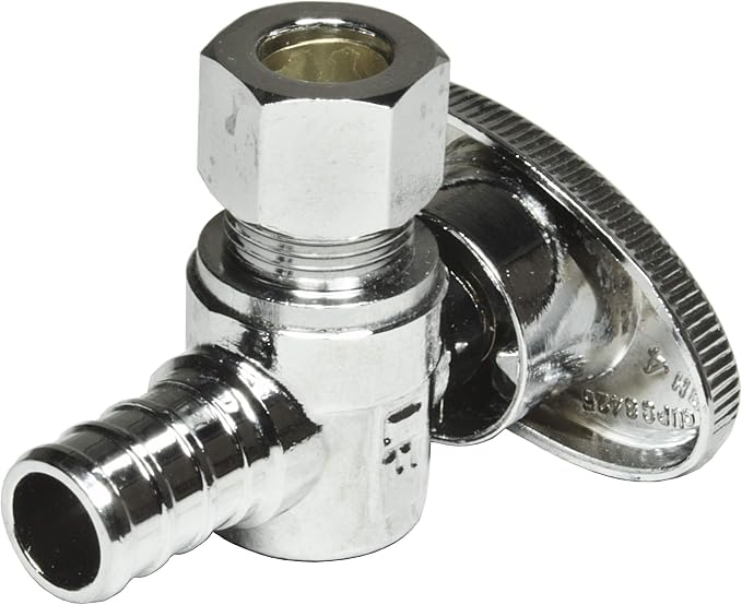 Heavy Duty Chrome Plated Brass 1/4 Turn Angle Valve 1/2" PEX B In x 3/8" COMP - Image 3