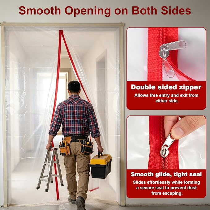 Dust Barrier Plastic Zipper Door Cover - Image 6