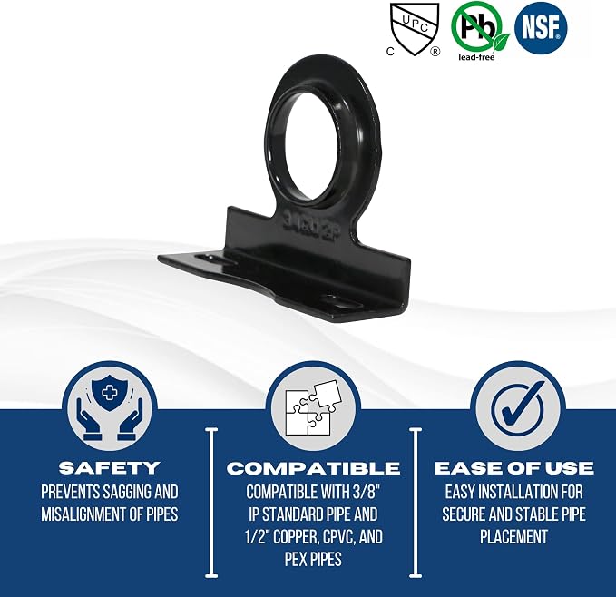 5 Pack XFITTING 3/8" IP Standard Pipe or 1/2" Copper Pex Pipe Stay Hanger - Image 5