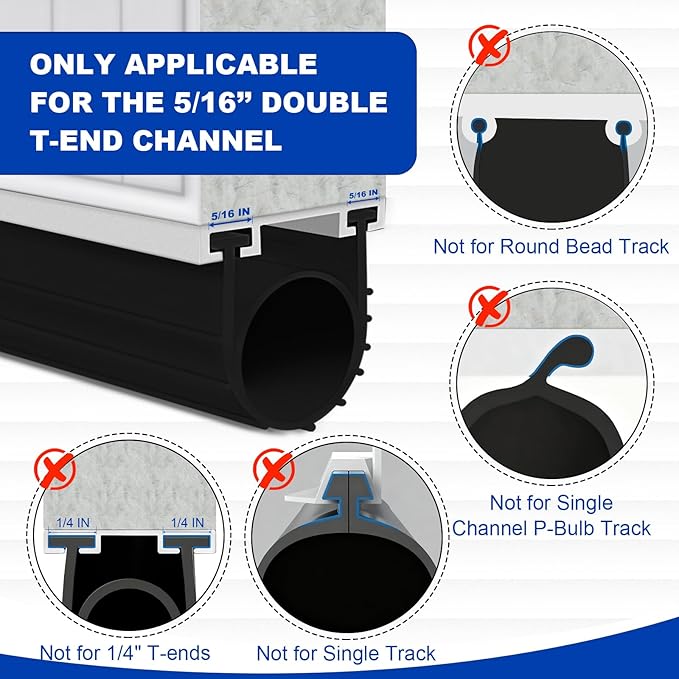 DGSL Garage Door Bottom Seal, 5/16 T-End Rubber Weather Stripping, 10 FT | U+O - Image 4