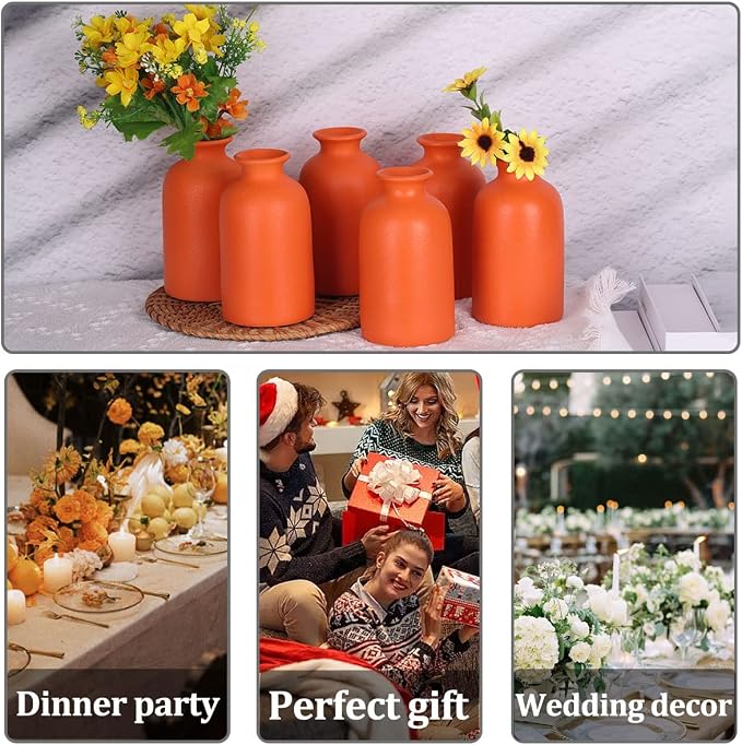 Orange Bud Vases Set of 6 - Image 6