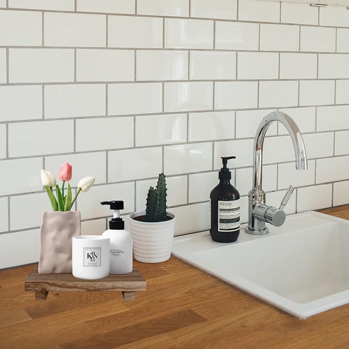 Wood Bathroom Tray Farmhouse Decor Kitchen Soap Holder, Lightweight, Easy Clean - Image 6