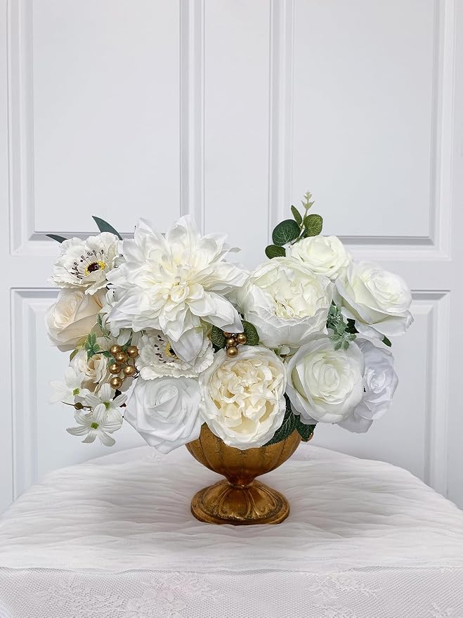 FACINOC White Rose Artificial Flowers Fake Flower Bulk - Image 7