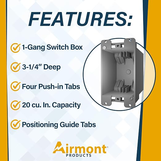 Airmont Products 20 Cu in Deep Old Work Electrical Box, 1-Gang Non-Metallic PVC - Image 6