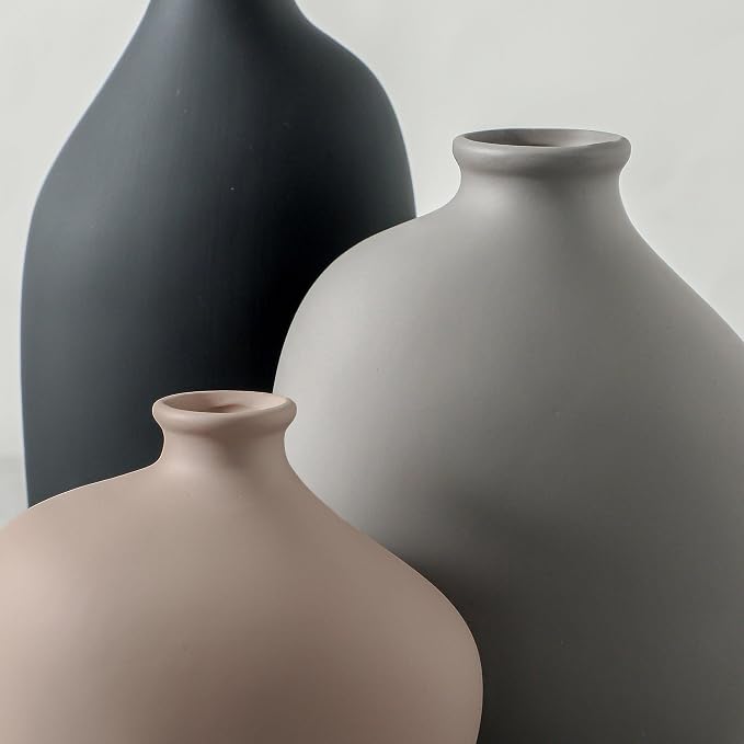 Ceramic Vase Set of 3, Small Modern Minimalist Pottery Vases - Image 2