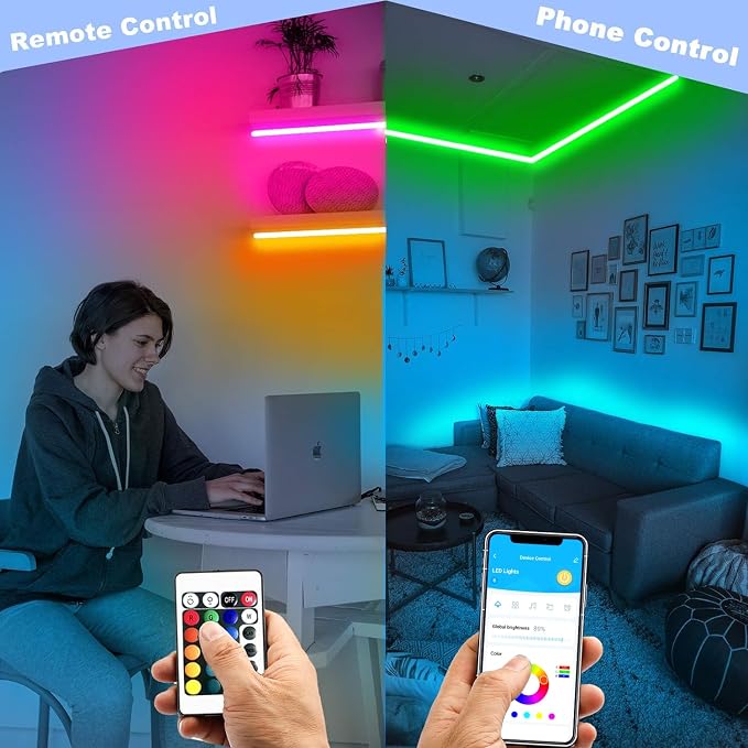DAYBETTER Smart Led Lights 32.8 ft, 2835 RGB Led Strip Lights Kits - Image 2