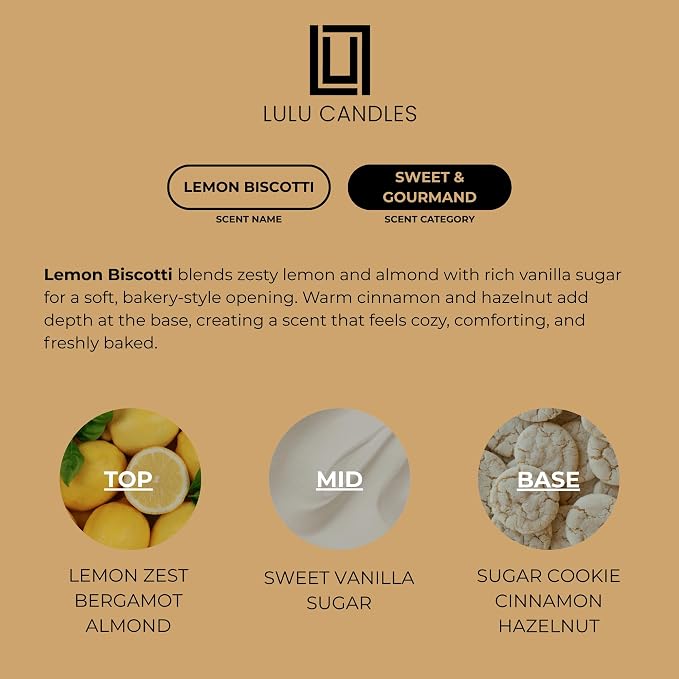 Lulu Candles | Lemon Biscotti | Highly Scented Candles - Image 3