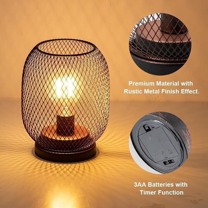 Set of 2 Battery Operated Lamp LED Table Lantern, Events - Image 4