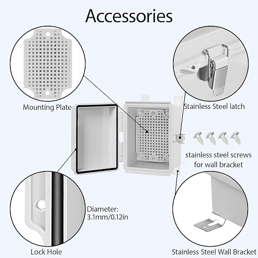 Electrical Box, IP67 Waterproof Hinged Cover Stainless Steel Latch Junction Box - Image 4