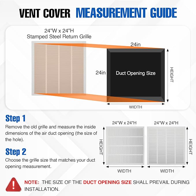 Fancat 24x24 Duct Opening | Steel Return Air Grille | Vent Cover Grill - Image 2