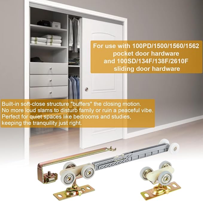 Sliding Pocket Door Single Direction Soft Close Rollers Kit | 1" O.D. Ball - Image 7