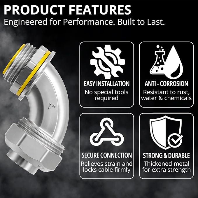 1" Liquid Tight Connector 90 Degree, corrosion resistant, 90° elbow, watertight - Image 3