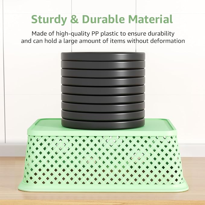 MaxGear 3 Pack Plastic Storage Baskets, Suitable - Image 2