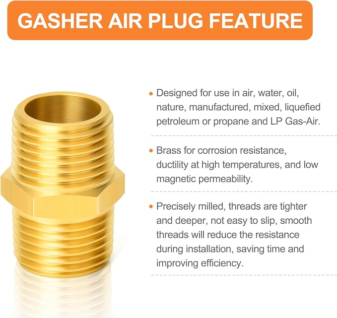 GASHER 8PCS Brass Pipe Fitting Hex Nipple Kit 1/8 inch 1/4 inch 3/8 inch 1/2 - Image 4