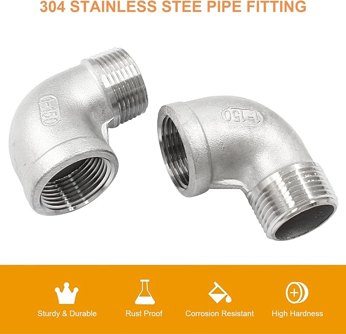 2Pcs 304 Stainless Steel 90 Degree Elbow Fittings, Cast Pipe Fittings, - Image 4