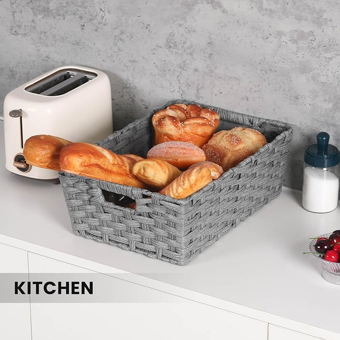 Onlytak Large Wicker Storage Basket, Metal Frame, Washable Waterproof, Woven - Image 5