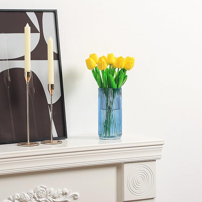 Ribbed Glass Vase, Modern Vases - Image 2