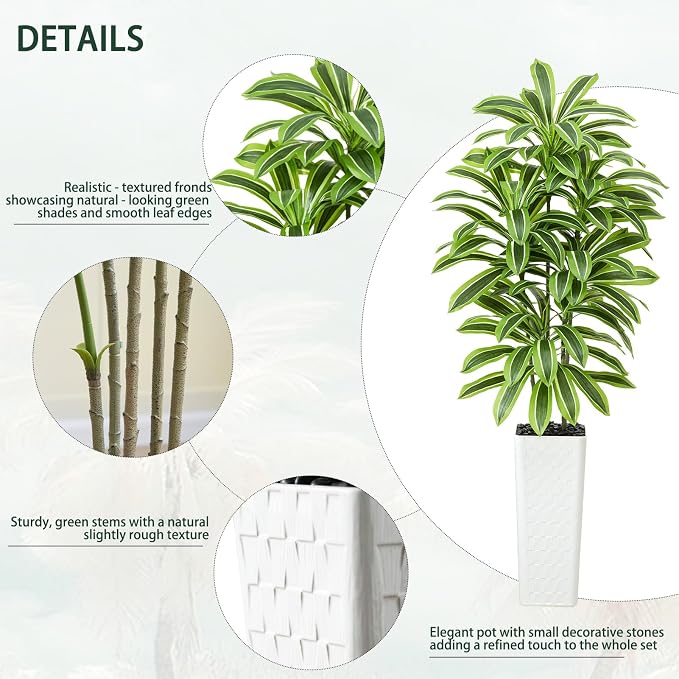 Artificial Yellow Dracaena Tree Indoor, 7FT Tall Fake Floor Plants - Image 5