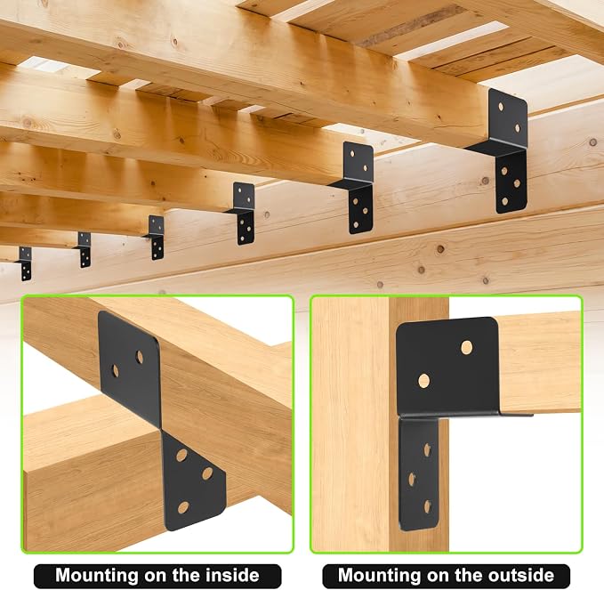 4 Pcs Post Caps Tie Bracket for 2x4 2x6 Post, Roof Tie Header Hanger for - Image 5