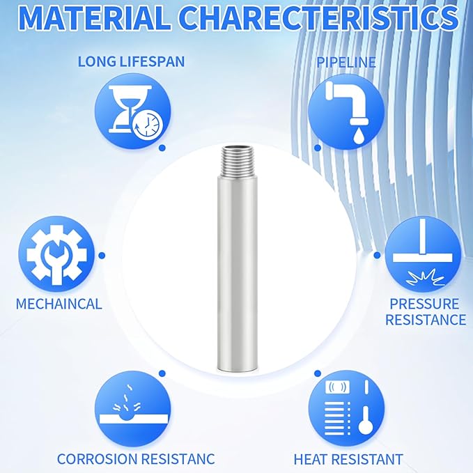 ChillWaves 304 Stainless Steel Pipe Fitting, Nipple Cast Pipe 3/4" NPT Male x - Image 5