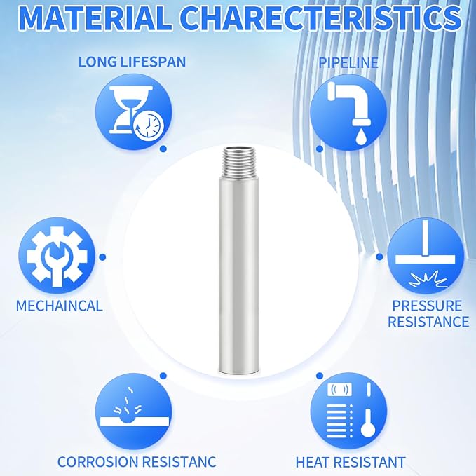 ChillWaves 304 Stainless Steel Pipe Fitting, Nipple Cast Pipe 1/2" NPT Male x - Image 5