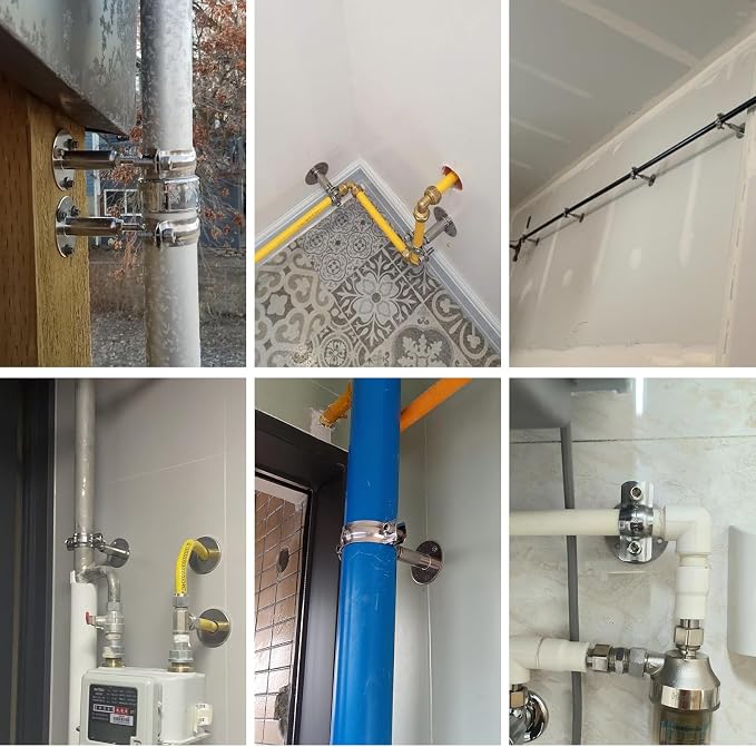 4PCS 304 Stainless Steel Wall Mount Ceiling Mount Pipe Supports, Suitable - Image 6