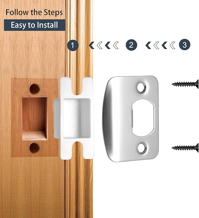 Door Strike Plate for Interior Doors, Polished Chrome, 1 Pack | 2-1/4"x1-3/4" - Image 3