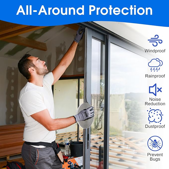 33 Ft Weather Stripping Door Seal, Self-Adhesive Door Insulation Strip | Window - Image 6