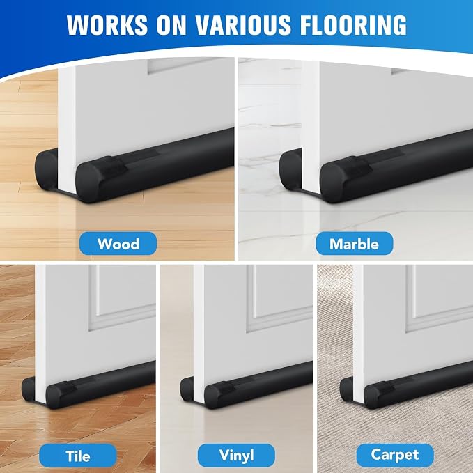 Under Door Draft Stopper, Covers Gap Up to 2.36", 38 Inch, Adjustable Sweep - Image 4