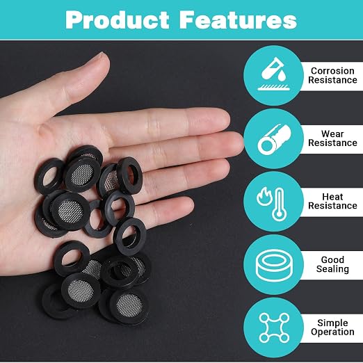 Mabor 20Pcs Shower Head Filter Gasket, 10 Rubber Washers Plumbing & 10 O-Ring - Image 3