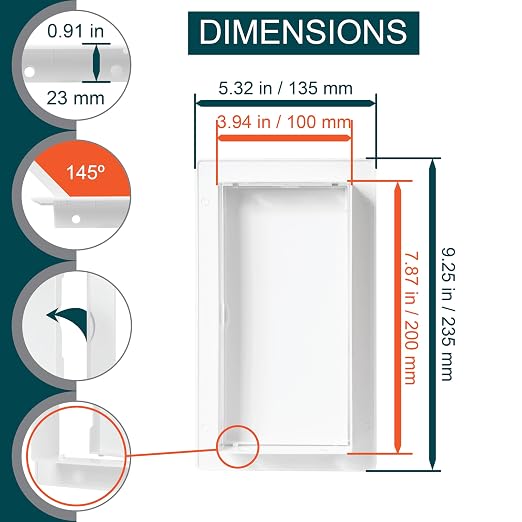 4" x 8" White Plastic Access Panel. Service Shaft Door Panel. Plumbing - Image 2