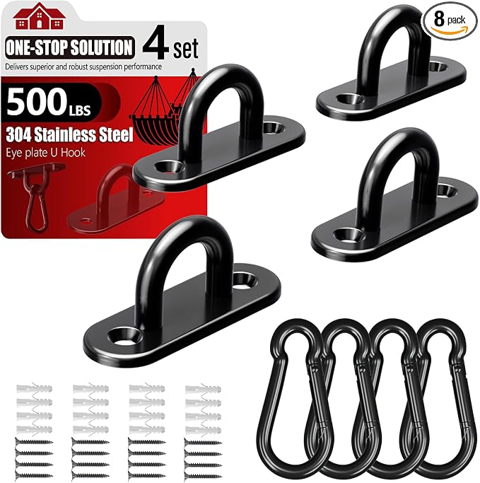 304 Stainless Steel Pad Eye Snap Hook, M5 Ceiling Hook 500Lb, Yoga Gym Equipment by Sprookber