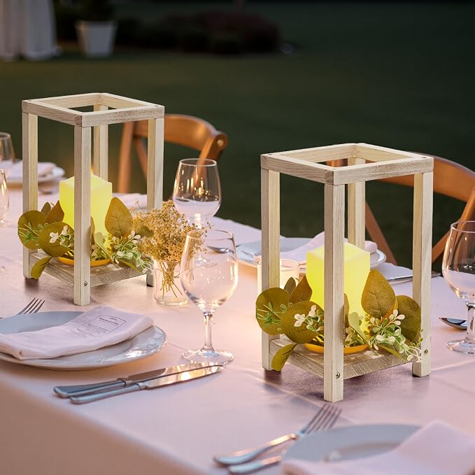 VEVOR 12 Set/36 Pcs Wooden Wedding Lantern Centerpiece, Includes 12 Wooden - Image 8