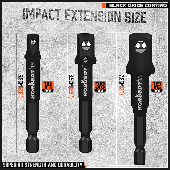 HORUSDY 7 Piece Impact Sockets Adapter Set, Hex Shank Socket to Drill Adapter - Image 4