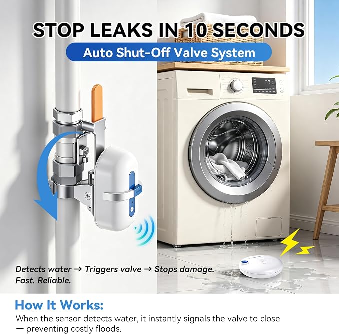 WiFi Smart Water Leak Detection & Auto Shut-Off Kit – 1 EVO Valve Controller + - Image 4