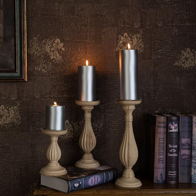 MOZEAL 3" x 4" Hand-Poured Unscented Candle, Dripless Pillar Candle Set of 3 - Image 6