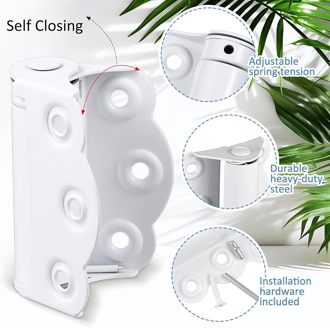Zonon 6 Pack White Self Closing Screen Door Hinge 2 3/4" Heavy Duty Steel - Image 3