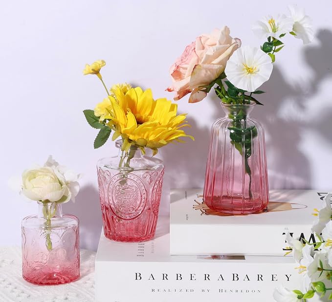 18pcs Pink Glass Bud Vase Set, Small Flower Vases - Image 4