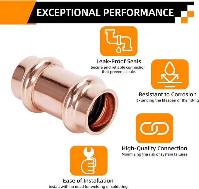 1/2" Copper Press Coupling Fitting - Image 4