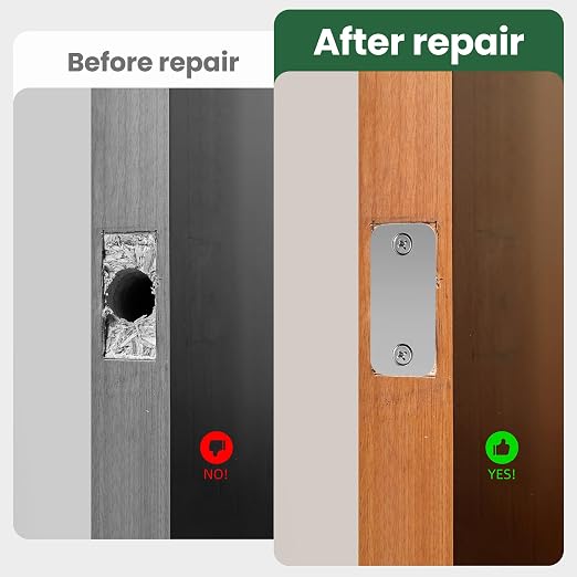 Door Hole Cover Plate 1" x 2-1/4", Round Corner Deadbolt Strike Plate | - Image 3