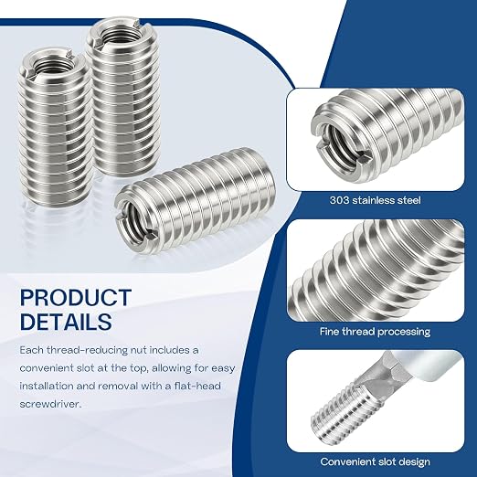 6Pcs Thread Adapter Sleeve Reducing Nut, M12 M to M10 F, 20mm Length | M12 x - Image 4