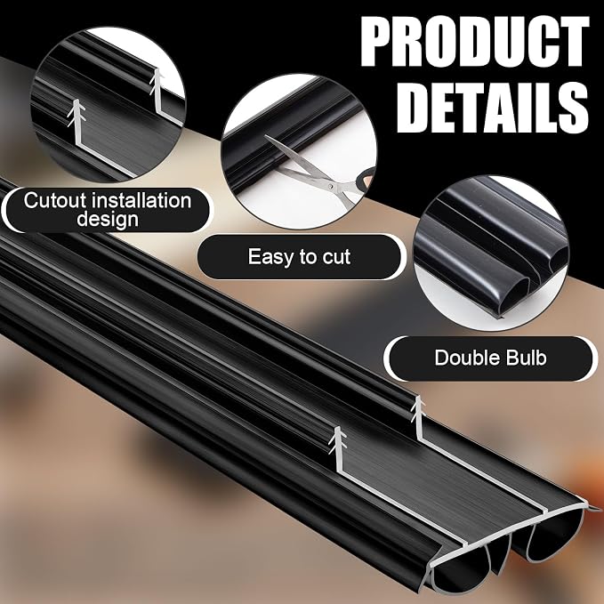 Pushglossy 2 Pcs Double Bubble Kerf Door Sweep 36" Long 1 3/4" Wide Replacement - Image 3