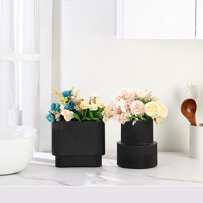 Black Glass Vases, Modern Vase for Tulips, Dining Table, Wedding Gifts - Image 3