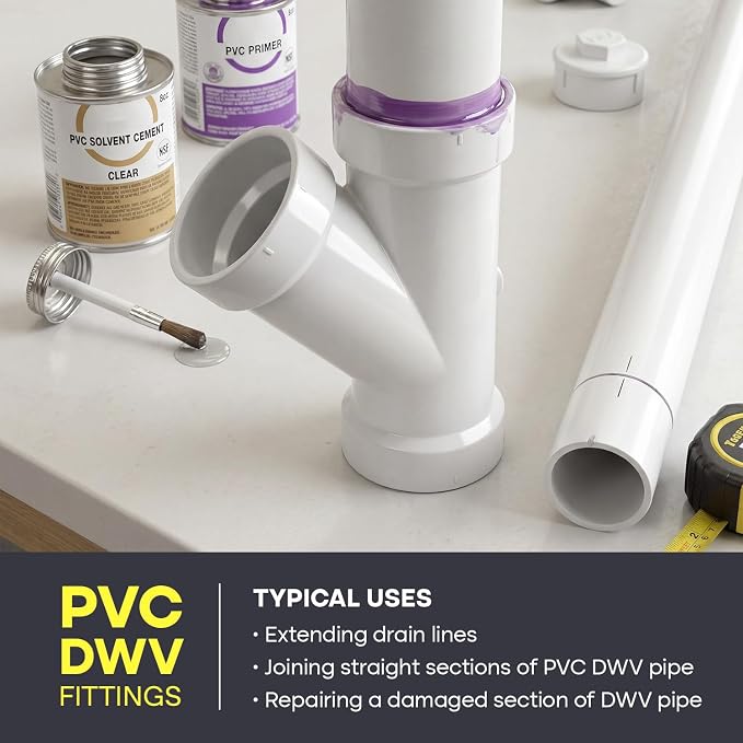 SUPPLYGIANT™ 4" x 4" x 1-1/2" PVC DWV Wye Reducing Hub – White PVC Drain - Image 8