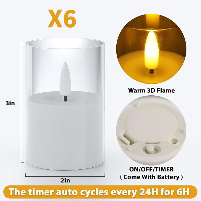 VIODAIM 6Pack Flickering Flameless LED Candles - Image 3