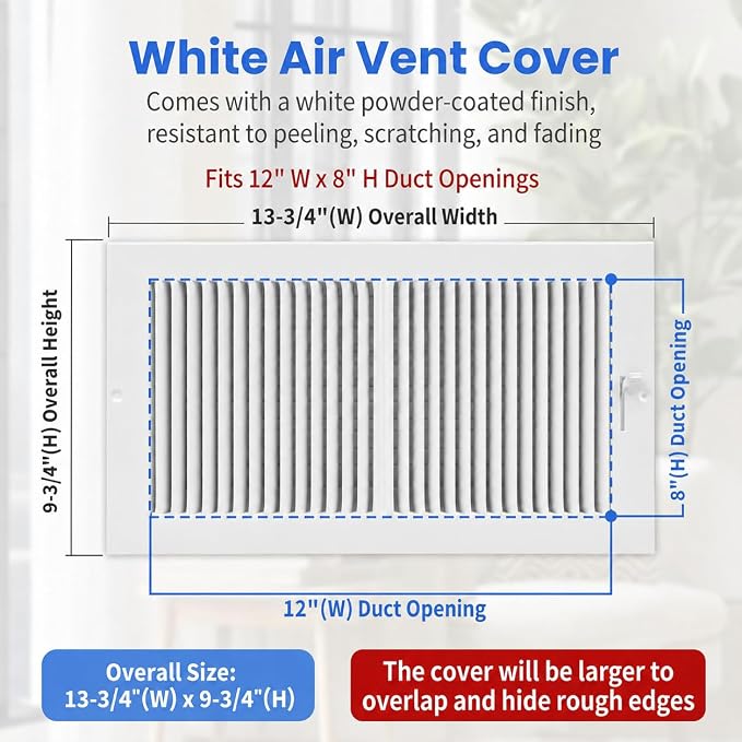 12 x 8 Inch Air Vent Covers for Wall or Ceiling - Image 2