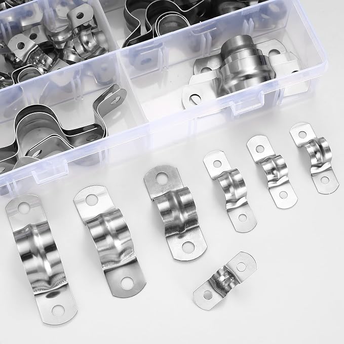90 Pcs Two Hole Strap U Clamp, Pipe Strap U Bracket Clamp, Stainless Steel - Image 6