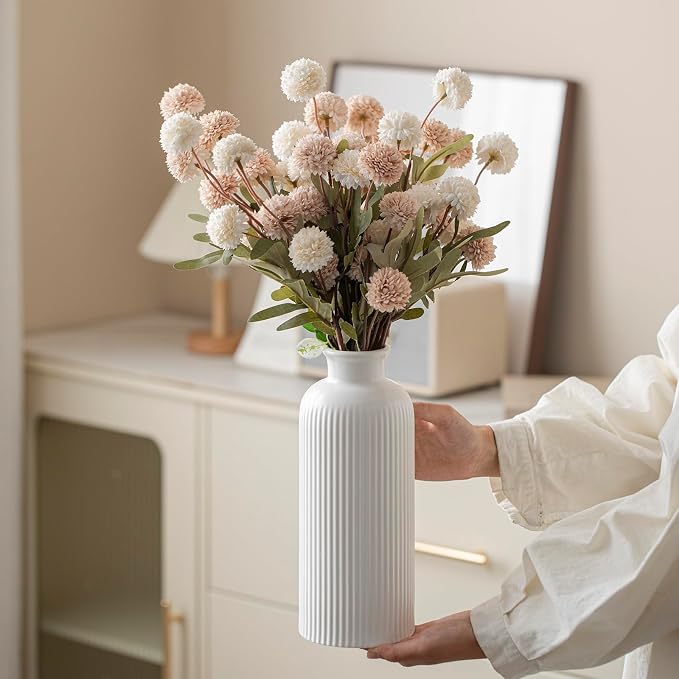 Large Modern Ceramic Vase Set, 10 Inch Tall, 4 Inch Width, 3-Piece Decorative - Image 4