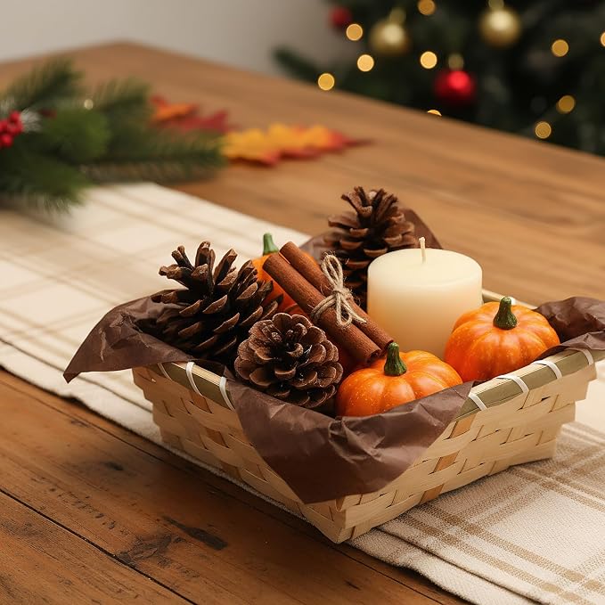 TOPZEA 10 Pack Natural Bamboo Gift Baskets, 7.5" Square Woven Fruit Basket - Image 9