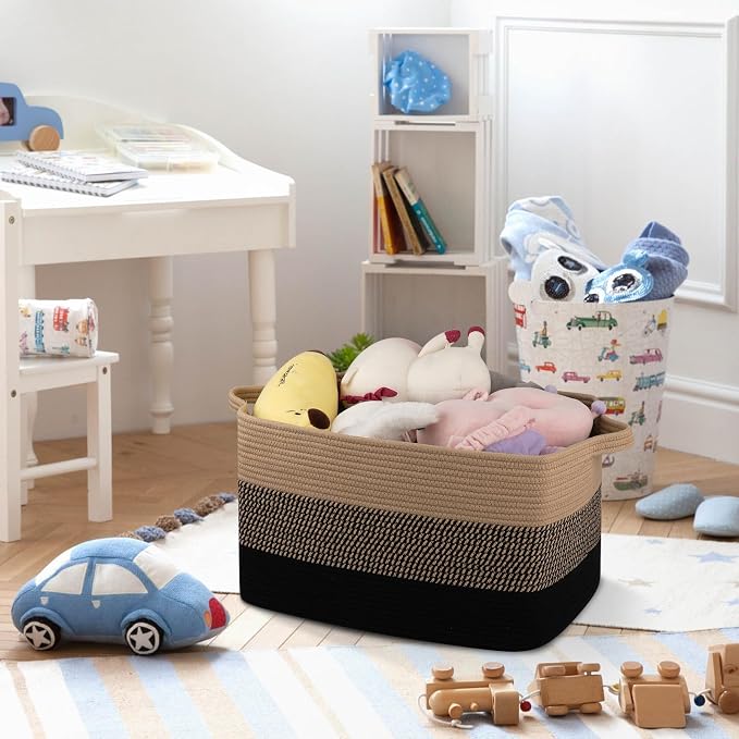 OIAHOMY Large Blanket Basket, 65L Cotton Rope Woven Laundry Basket, Toy Bin - Image 4